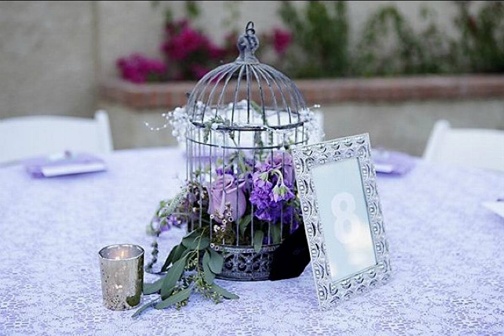 Purple Bird Cage Decor