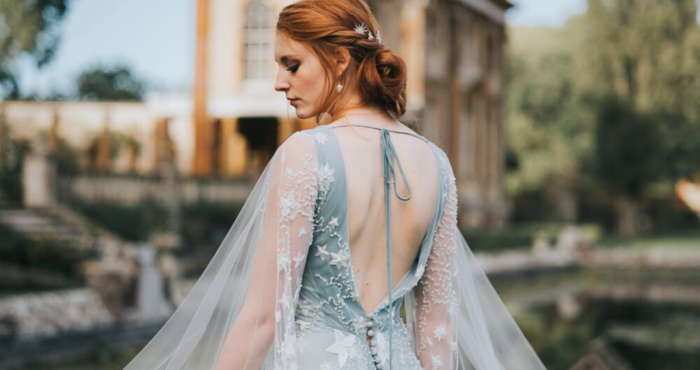 traditional blue irish wedding dress