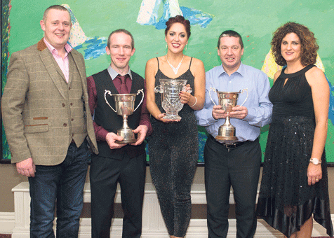 The big winners: At the presentation of awards for the PlasticBags.ie Southern 4 Rally Championship at the Celtic Ross Hotel, Rosscarbery were, from left, Sean OCarroll (Plasticbags.ie), Stephen Carey, overall winning driver, Ella Ryan, who was co-driver