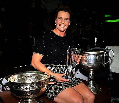 Briege Corkery was named Supreme Muskerry GAA/Auld Triangle Sports Star for 2014 at the gala awards presentation dinner at the Oriel House Hotel. 