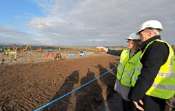 Minister Jan OSullivan surveying the site with John Fitzgibbon, Cork ETB.