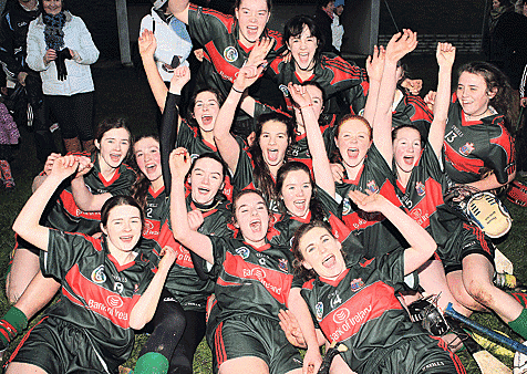 The wait is over: Sacred Heart Secondary School celebrates after defeating St Marys High School, Midleton in the Munster colleges senior camogie final at Clonakilty in January. It ended a 15-year wait since the school last won this provincial title.