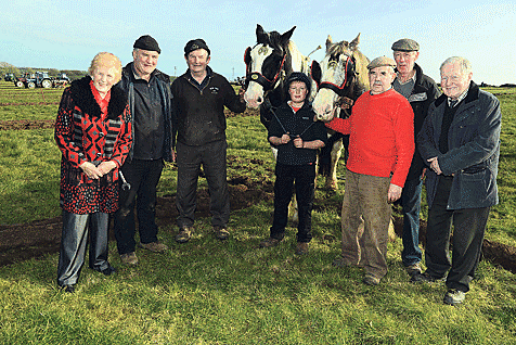 Pictured at the 80th annual Timoleague ploughing match on Sunday were  above, from left  Anna May McHugh, managing director, National Ploughing Association; Tim Lawlor, John Leary, Michael ODonovan with horses 