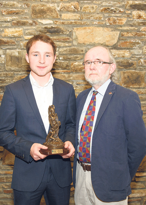 Proud moment: Celtic Ross West Cork Sports Star of the Month award winner Brian Morrison pictured with his father Declan at the presentation ceremony.