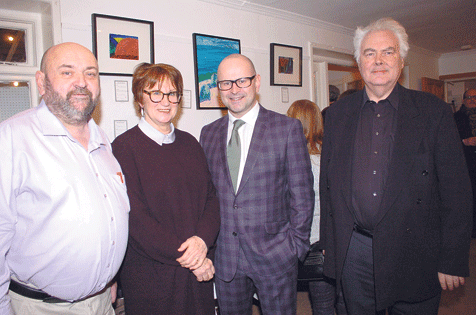 Fergus OMahony of the Warren Gallery in Castletownshend which hosted an exhibition to honour the memory of artist William Crozier last Friday night, with Katharine Crouan (the artists wife), Séan Kissane (curator, IMMA) who opened the exhibition and Eoi