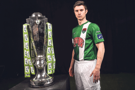 The big prize: Cork Citys John Dunleavy at the launch of the SSE Airtricity League in the Aviva Stadium.
