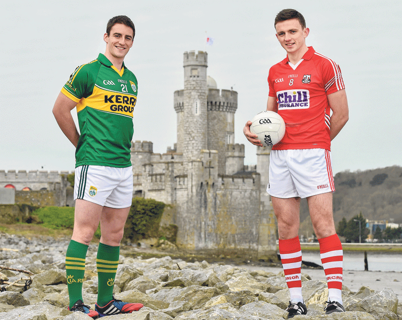 Kings of the castle: Kerrys Stephen OBrien and Corks Mark Collins are counting down the hours until Sundays national football league clash in Páirc Uí Rinn.   