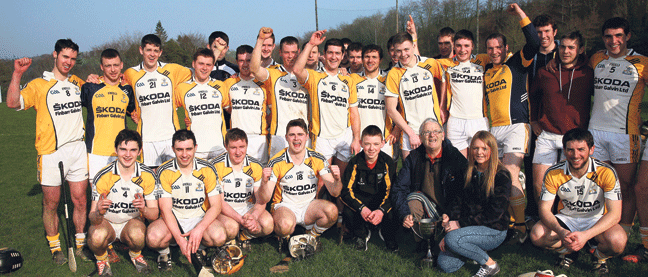 First time for everything: The Bandon team celebrates after defeating Kilbrittain in the Micheál Holland Cup final at Kilbrittain on Tuesday.