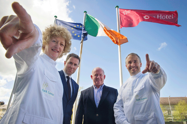 Pictured at the launch of the Breakthrough Cancer Research Lee Valley Golf Classic are Ruth Gleeson, Ruairi OConnor, Declan Kidney and Dr Declan Soden.