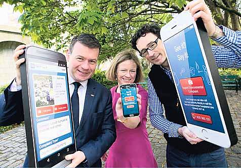 At the launch of the app were Minister Alan Kelly, Laura Burke, director general, and EPA inspector Cormac MacGearailt. 