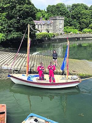 Nathaniel and Fergus Ogden, with their sister, Flora, setting out from Castletownshend on the final leg of their 1,500-mile journey.