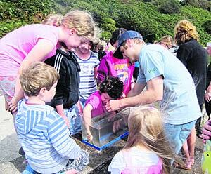 Children enjoying the Touch Tank event at Lough Hyne during last years Heritage Week