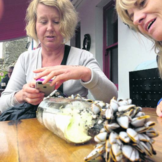 Bridget Healy and Philomena Flynn examine the bottle they found on Long Strand.

 
BY KIERAN O’MAHONY
 
BRIDGET Healy Image