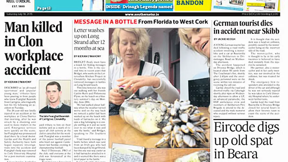 FREE guide to all that's great in Bandon
Message in a Bottle - from Florida to Long Strand
Ballinspittle 'moving Image