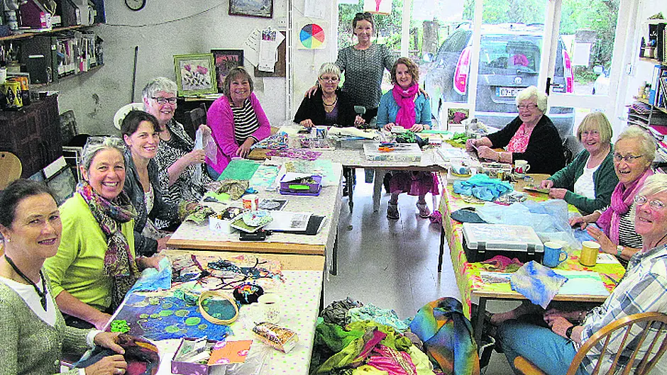 Group sculpts fabric into art Image