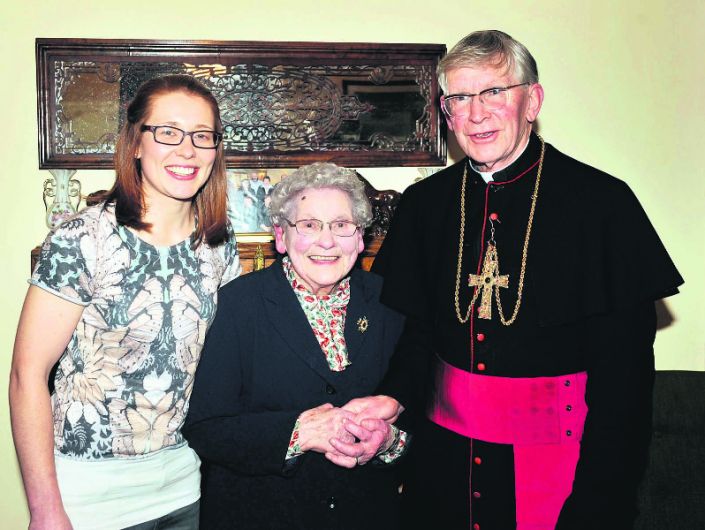 Bishop makes a special visit to his cousin Rena for her 98th birthday Image