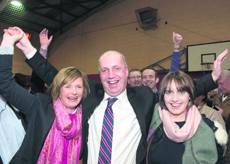 FG TD Jim Daly with some of his supporters after being re-elected to Dail Eireann on Saturday