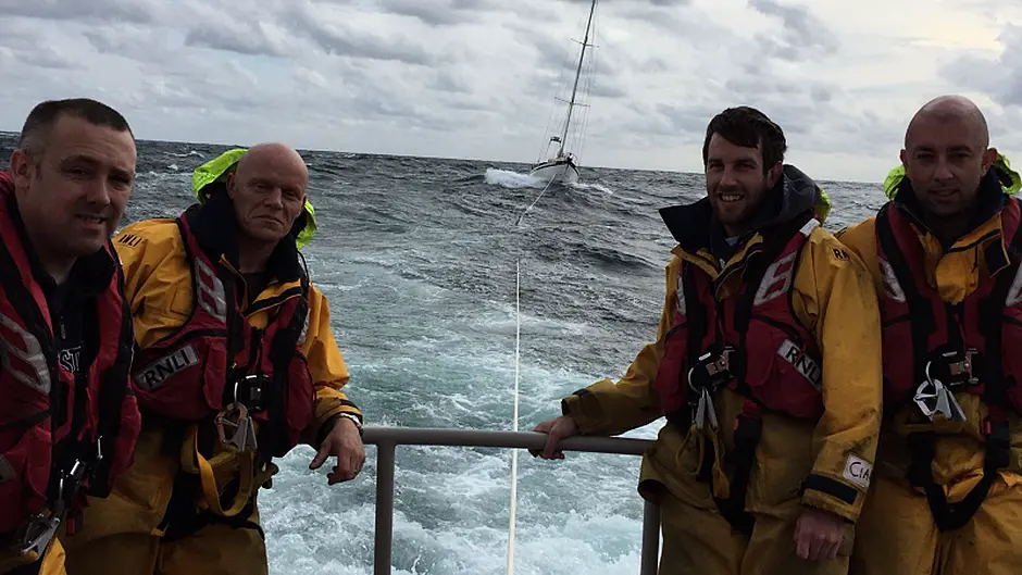Yacht being towed to safety after RNLI called to casualty off Old Head Image