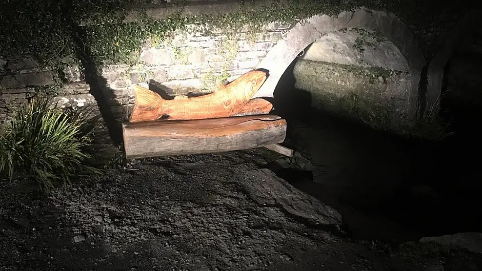Appeal for missing wooden salmon sculpture Image