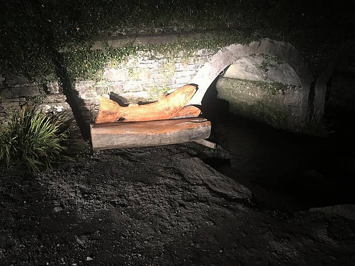 Drimoleague's missing wooden salmon sculpture found in Caheragh Image