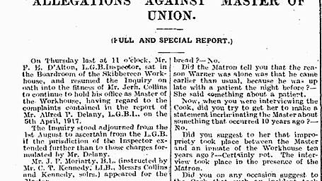 How a 1917 Skibbereen workhouse scandal became the talk of the town Image