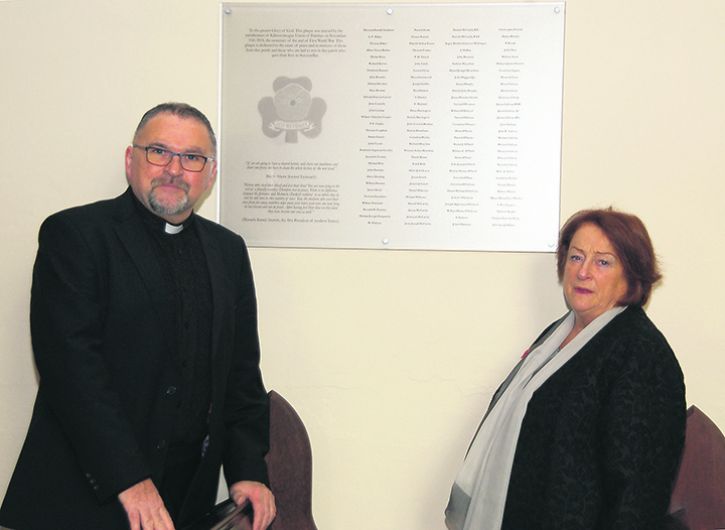 Plaque naming West Cork's 121 WWI war dead is unveiled in Bantry church Image