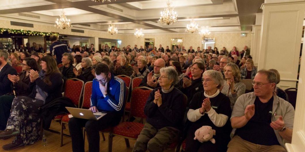 WATCH: Packed ballroom for SOS anti-Plastics Factory meeting Image