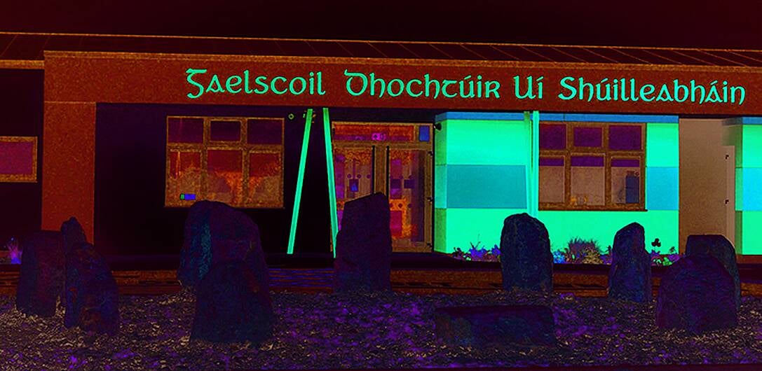 Creative Gaelscoil students duplicate Drombeg Stone Circle at their school Image