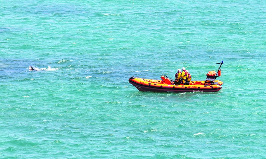 RNLI escorts swimmer back to shore Image