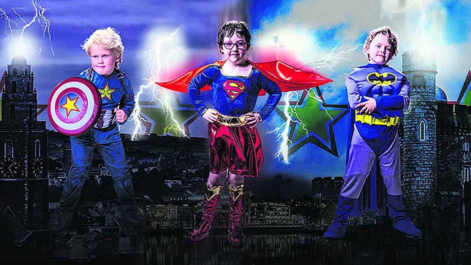 Three little super heroes helping Mercy hospital Image