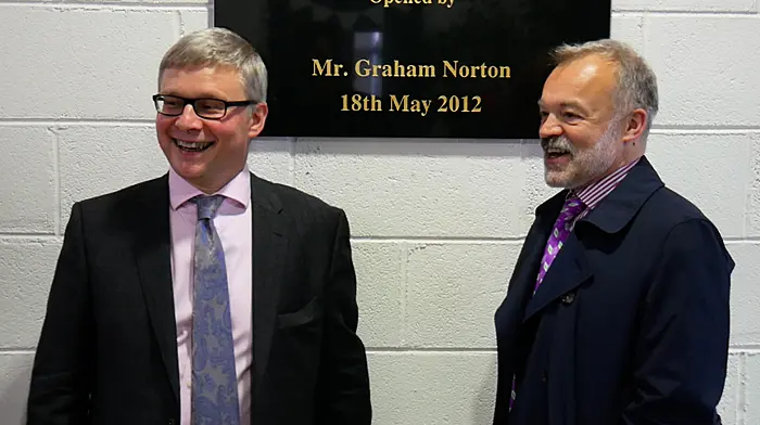 WATCH: Graham Norton gives speech at launch of new book on Bandon Grammar School Image