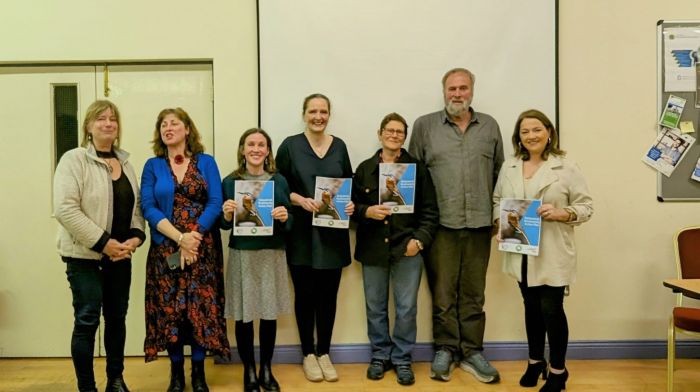 Speakers at the Ballydehob Biodiversity Plan presentation were (from left): Moze Jacobs, Joanne Cassidy, Maggie McColgan, Ann Haigh, Nikki Keeling, Mark Robins and Cllr Caroline Cronin.