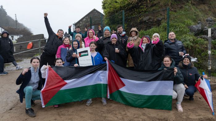 Julie Ludgate from Rochestown organised a fundraiser at Myrtleville Beach to help people in Gaza. Over €3,000 was raised which will be put towards a GoFundMe account to help the people of Palestine.  (Photo: Ed Godsell)