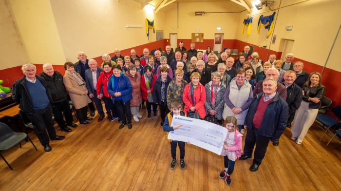 At the presentation of a cheque for €30,000 to Enable Ireland representatives, including former chairman Donal Cashman, were members and supporters of the Castletown-Kinneigh Fundraising Group, led by chairman Joe McCarthy. The group has supported Enable Ireland’s Lavanagh Centre for over forty years. Their annual walk or cycle rally will be held in Coppeen on Sunday June 30th.   (Photo: John Allen)