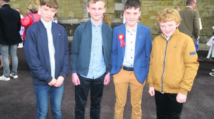 Charlie McLaughlin, Donnacha Coomey, Cillian Ronan and Jack Keohane celebrated their Confirmation at St Patrick’s Church in Bandon. (Photo: Denis Boyle)