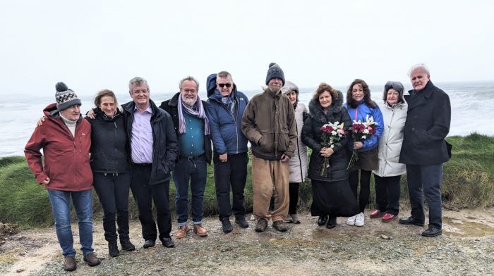 Friends and family of David McCall gathered at the Pollock Rock, Owenahincha in memory of the fiftieth anniversary of his drowning.  (Photo: John Coughlan)