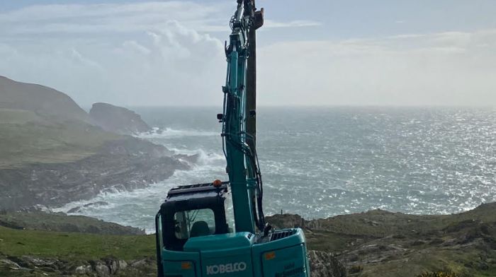 A stunning image taken by ESB Networks technician Michael O'Connor as crews repair a fault on Mizen Head during Storm Kathleen last Saturday. This is one of Ireland's most southerly electricity poles and it is secured to the rock face by metal struts.