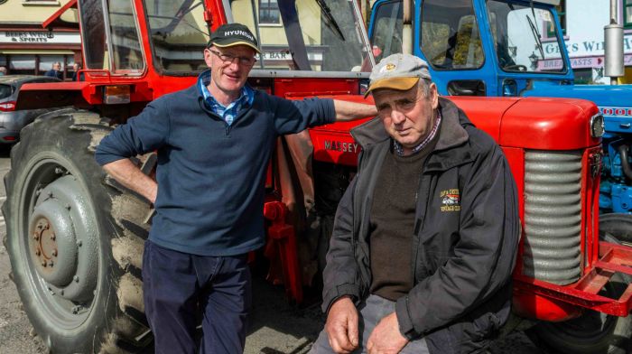 Timmy McCarthy from Skibbereen and Joe Newman from Ballydehob taking some time out at the Leap and District Vintage Club’s annual tractor run which was held recently in Leap in aid of Marymount Hospice and Bru Columbanus. (Photo: 

Andy Gibson)