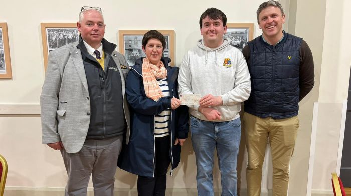 Teresa McCarthy won the €950 jackpot at the O’Donovan Rossa bingo night. From left: Michael Scannell, Teresa McCarthy, Matthew Salter and Sean Carmody.