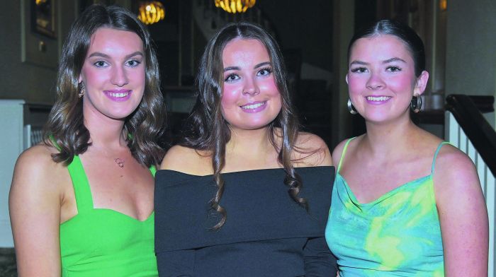 Enjoying the Ibane Ladies LGFA celebrations in Fernhill House Hotel, Clonakilty were Aideen O’Riordan, Róisín Ní Buachalla and Sarah Harrington. 		(Photo: Martin Walsh)