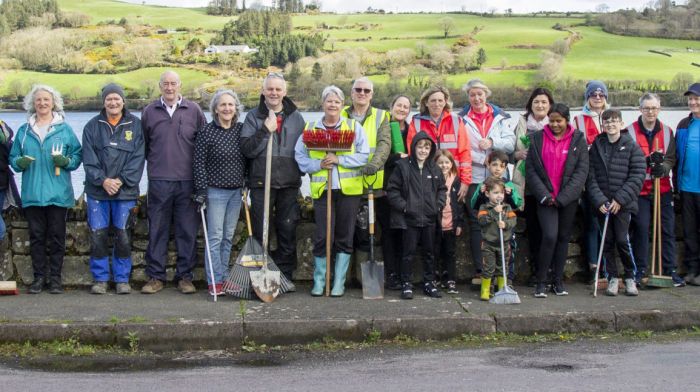 The Union Hall community with Tidy Towns was out in force on Good Friday armed with shovels, spades and brooms and ready to spend the morning clearing the village roads and footpaths of weeds and grass before the summer season starts.   (Photo: Andrew Harris)