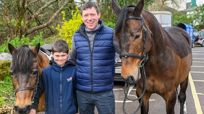 Liam and Thomas Herlihy from Rosscarbery with Rosie and Honeymoon at the Christy Hurley memorial cheval held in aid of the Schull Community Hospital and Palliative Care. The event was organised by West Cork Chevals and the ride travelled from Ballydehob to Schull and back.   (Photo: Andy Gibson)