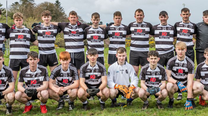 Castletownbere JBs who played Muintir Bhaire in the Carbery/Beara league where  Castletownbere came out on top on a scoreline of Castletownbere 2-14, Muintir Bhaire 1-5 are (back, from left): Chaelim Murphy, Sean Óg Donegal, Danny Walsh, David O’Sullivan Greene, Darragh Murphy, Sean Sullivan, Declan Dunne, Mikey Orpen, Joe O’Neill and Jack O’Connor.  Front (from left): Jack Hanley, Luke Sidley, James Spencer, Olan Murphy, Killian Murphy, Colm Murphy, Tomàs Murphy and Jay Murphy. (Photo: Anne Marie Cronin)