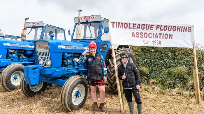 Mikey and Bobby Deasy (Timoleague) with their father Mike's Ford 5000 which was on display at the Timoleague ploughing match.   (Photo:  David Patterson)