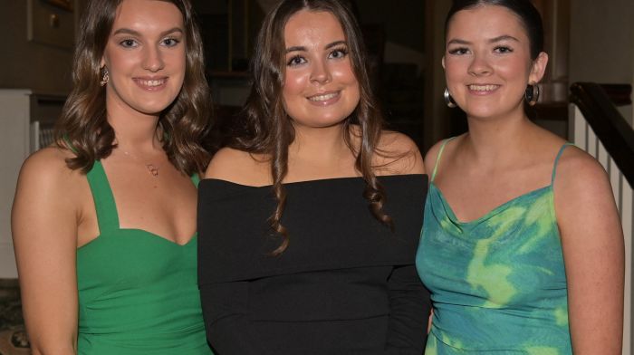 Enjoying the Ibane Ladies LGFA celebrations in Fernhill House Hotel, Clonakilty wereAideen O'Riordan, Róisín Ní Buachalla and Sarah Harrington. (Photo: Martin Walsh.)