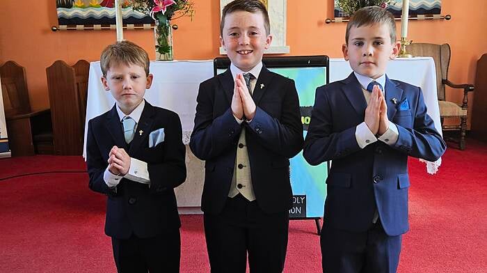 Making their First Holy Communion at St Michael's Church, Bere Island on Sunday April 21st were Jude Harrington, Cillian Harrington and Anthony Murphy.