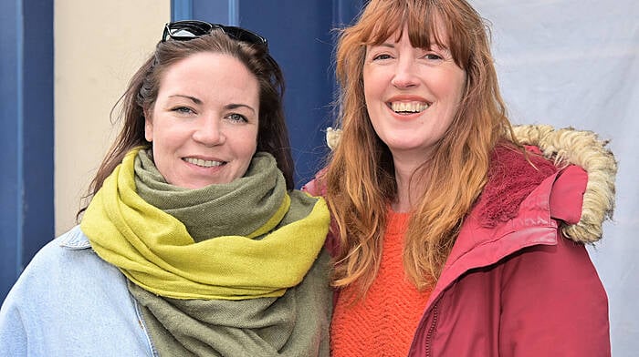 Local ladies Fiona Cookson (left) and Iseult Collins outside Blowout Hair Salon, a new business that Fiona opened on Thursday May 2nd on Pearse Street, Clonakilty.  (Photo: Martin Walsh)