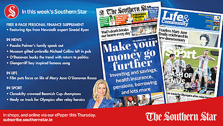 IN THIS WEEK'S SOUTHERN STAR: Personal finance supplement with tips from Sinead Ryan; Paudie Palmer's family speak out; Clon claim Beamish Cup Image