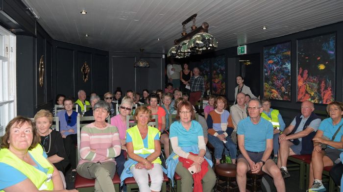 The walking group at the Courtmacsherry Hotel enjoying the Camino information talk that formed part of the Bluebell Weekend in Courtmacsherry.  (Photo: Martin Walsh)