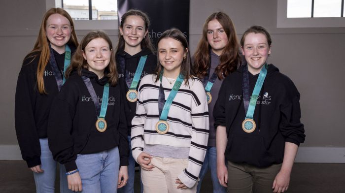 Six students from St Mary's Secondary School in Macroom have been recognised at the #AndSheCycles awards ceremony in Dublin. Chloe Lehane, Daimhin McKenna, Ellen Murray, Ellen O'Donoghue, Emily Mehigan and Rachel Twomey were all awarded for their efforts to promote cycling among their female peers, with Ellen Murray receiving the higher honour of outstanding ambassador.